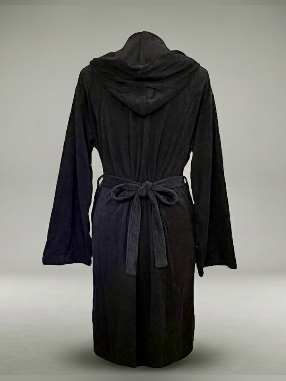 NWT Bamford Black French Terry Hooded Bathrobe Belted Lounge Robe Womens Size S - Picture 3 of 8
